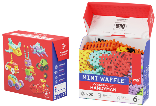 Klocki konstrukcyjne Mini Waffle zestaw Konstruktor Majster 200 elementów Marioinex