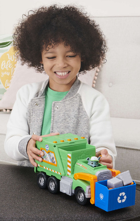 Psi Patrol Duża Śmieciarka Rocky Pojazd Do Recyklingu 38 cm+ Figurka