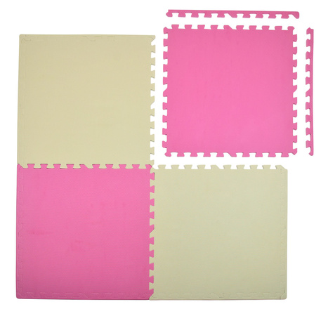 Humbi mata piankowa puzzle piankowe fitness wodoodporne pod basen 24 szt. kremowo-różowa 360 x 240 x 1 cm