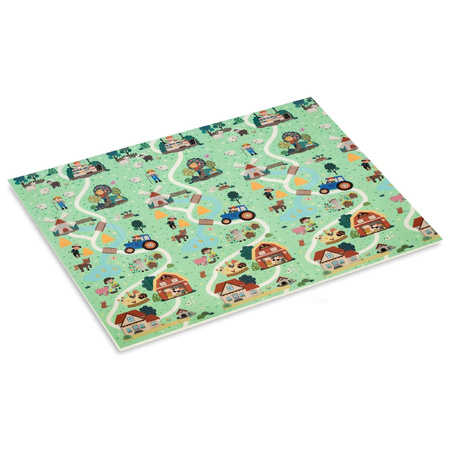 Dwustronna Składana Mata Edukacyjna z pianki XPE Podłogowa Bezpieczna 180x200 wieś las Humbi