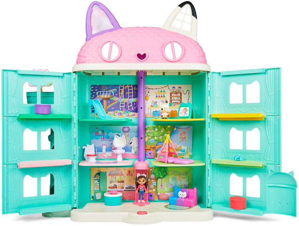 OUTLET Koci Domek Gabi Interaktywny 60 cm wielki duży dom dla lalek + figurki Kiciuś Panduś i Gabi Gabby's Purrfect Dollhouse DŹWIĘK PRODUKT WADLIWY