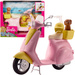 Barbie Duży różowy Skuter dla lalek ze szczeniaczkiem + figurka pieska i kask dla laki
