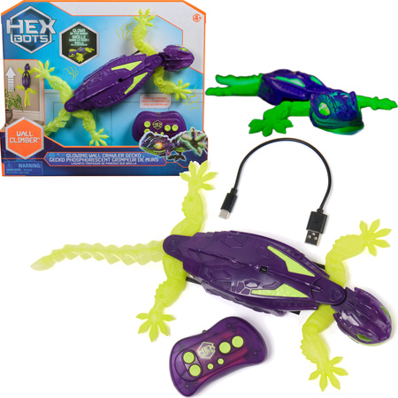 Figurka Gecko Hex Bots Zdalnie Sterowany Gekon Robot Wspinający się po Ścianach świecący w ciemności
