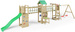 Fungoo Plac zabaw drewniany ogrodowy Space Longer, zjeżdżalnia, ścianka wspinaczkowa, huśtawki, kuchnia błotna