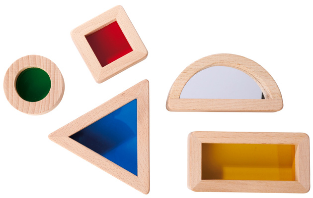 Montessori Drewniane Kolorowe Klocki rózne Kształty 5 elementów