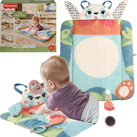 Planet Friends Mata Wesoła Panda 3w1 Wielofunkcyjna Mata do Zabawy dla Niemowląt + gryzak GRATIS