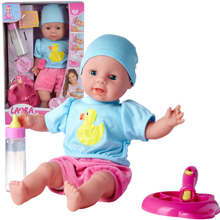 OUTLET Zestaw Bobas Laura głodna lalka 38 cm + smoczek, butelka i akcesoria do karmienia USZKODZONE OPAKOWANIE