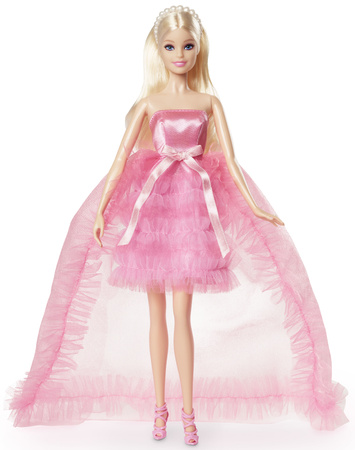 Barbie Lalka Kolekcjonerska w różowej sukience Urodzinowe życzenia 30 cm