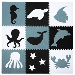 Duża mata podłogowa edukacyjna 180x180 Grube puzzle piankowe XXL 9 szt. Humbi Zwierzęta morskie wodne Ocean