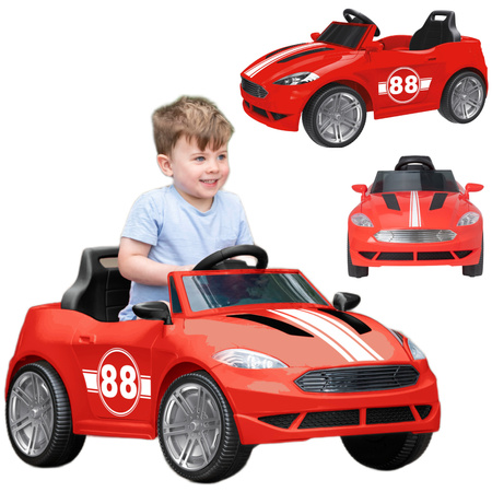 EVO Samochód dla dziecka auto na akumulator kabriolet cabrio czerwony ze światłami i dźwiękami