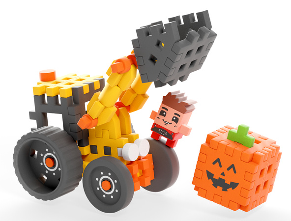 Klocki konstrukcyjne Mini Waffle Farmer Ładowarka czołowa 50 elementów Marioinex