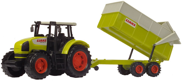 Duży traktor Claas Ares z ruchomą przyczepą 55 cm