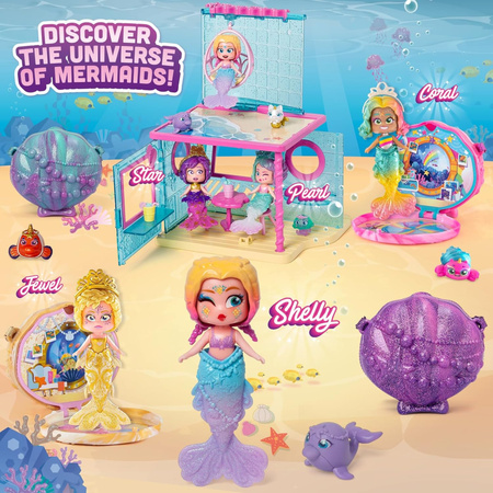 Kookyloos Zestaw Mermaid Beach House Figurka Kolekcjonerska Shelly Syrena Zmieniająca Kolor Dom dla Syren + Akcesoria