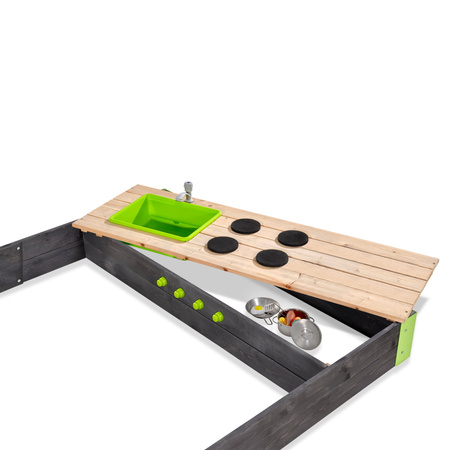 EXIT Aksent Drewniana piaskownica 200 x 140 cm kuchnia z akcesoriami