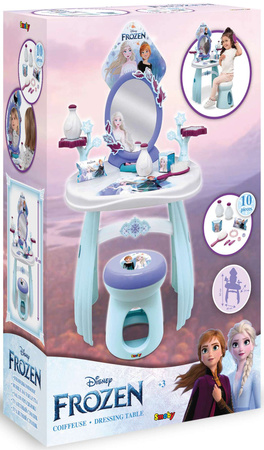 Disney Frozen Kraina Lodu Toaletka z taboretem i lustrem 2w1 + 10 akcesoriów
