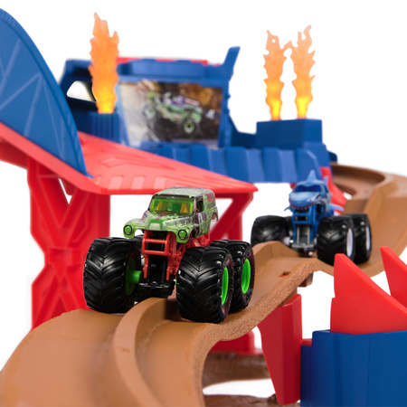 Tor Kaskaderski Samochodowy Monster Jam Supercharge Speedway + Auta 1:64