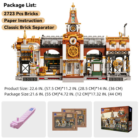 Klocki konstrukcyjne Pantasy Steampunk Stacja Kolejowa 2788 elementów
