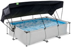 Basen ogrodowy 300x200x65 cm z pompą filtrującą i markizą jasnoszary