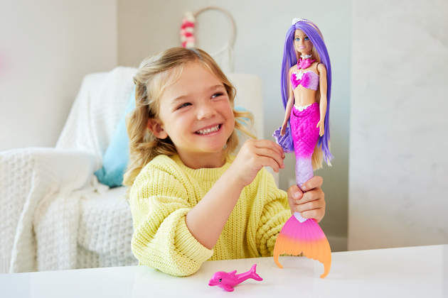 Barbie Zestaw Lalka Syrenka zmiana koloru włosów + Akcesoria