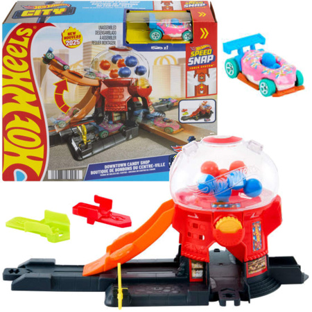 Hot Wheels City Zestaw Sklepik Guma Balonowa Tor wyścigowy + pojazd