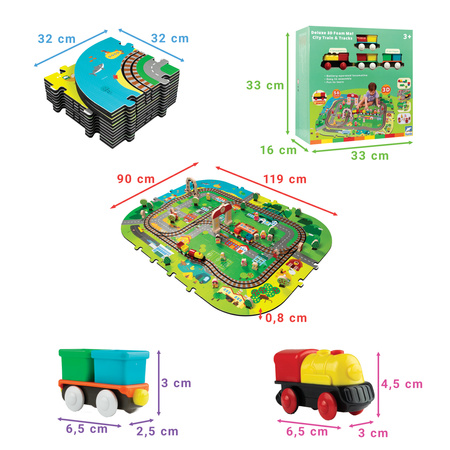 Mata Piankowa Deluxe 3D z Pociągiem na Baterie i Torami – Zestaw Edukacyjny Miasto 56 Elementów 3W1