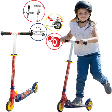 OUTLET Hulajnoga dwukołowa Auta Cars Disney Zygzak McQueen składana do 50 Kg USZKODZONE OPAKOWANIE