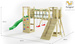 Plac zabaw drewniany duży Maxi Funny Exposure zjeżdżalnia, 2x huśtawka, ścianka wspinaczkowa