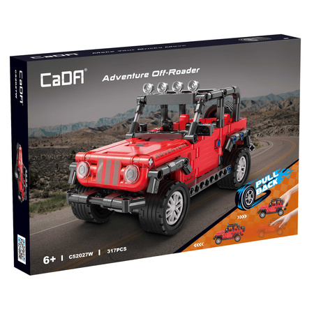 Klocki Konstrukcyjne CaDA Pojazd terenowy czerwony samochód duże auto Adventure Off-Roader napęd Pull-back 317 elementów