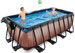 Basen ogrodowy 400x200x122 cm z filtrem piaskowym i zadaszeniem brązowy