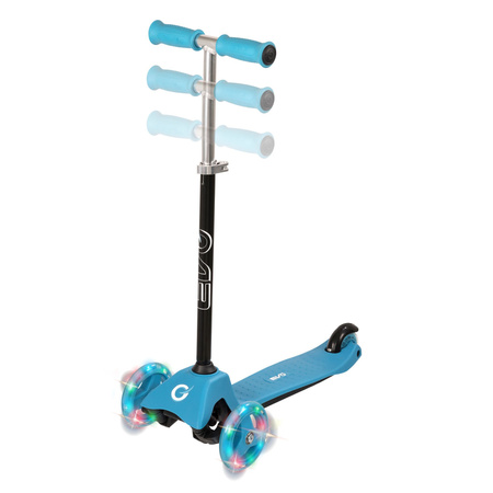 EVO Regulowana Trójkołowa Hulajnoga dla Dzieci Light Up Mini Cruiser Błękitny Świecące kółka