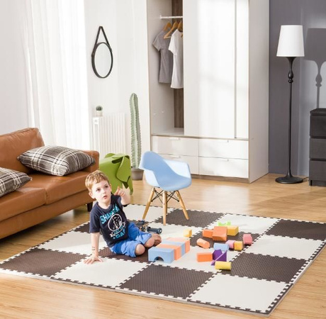 Mata piankowa podłogowa Humbi 180x60 Duże puzzle piankowe wodoodporne bezpieczne 3 szt. Czarna