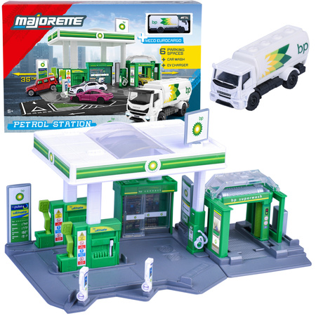 Zestaw Stacja Paliw BP Petrol Station + Metalowa Cysterna Biały Iveco