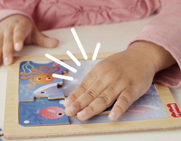 Kolorowa układanka drewniane puzzle Ocean Rybki 10 elementów