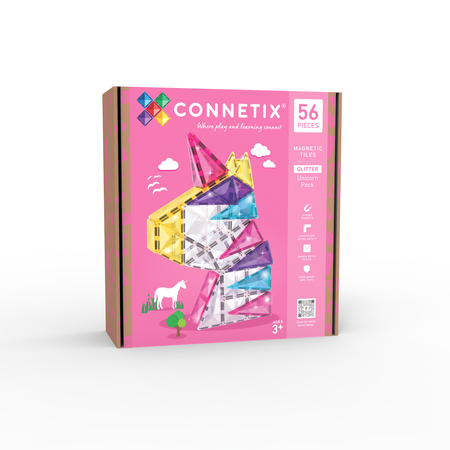 CONNETIX Glitter Unicorn Pack Kreatywne klocki magnetyczne z brokatem 56 elementów