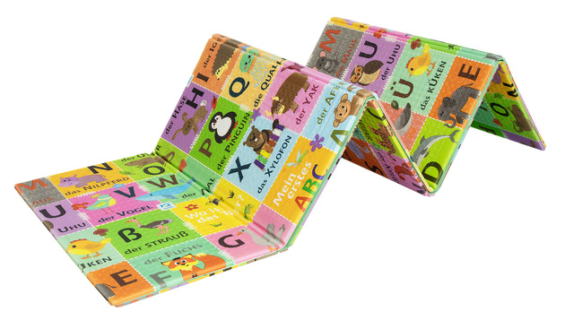 Dwustronna Składana Mata Edukacyjna z pianki XPE Podłogowa Bezpieczna 120x180 niemiecki alfabet wieś Humbi