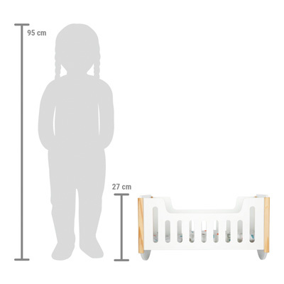 Małe Drewniane Bujane białe Łóżeczko dla Lalek z Poduszką i Kocykiem