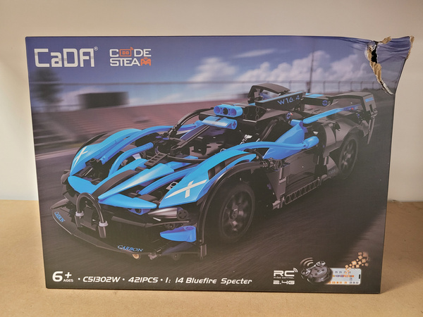 OUTLET Klocki konstrukcyjne CaDA wyścigówka Samochód wyścigowy zdalnie sterowany Bluefire Specter Auto 421 USZKODZONE OPAKOWANIE