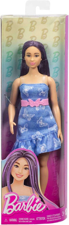 Lalka Barbie Fashionistas Brunetka z pasemkami i sukienką w motyle