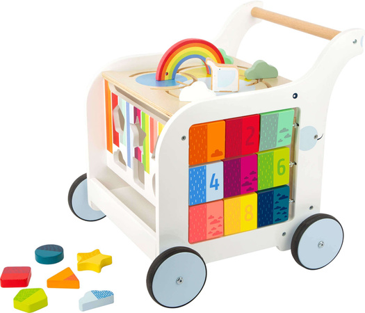 Drewniany edukacyjny chodzik pchacz kostka edukacyjna sorter tablica 5w1