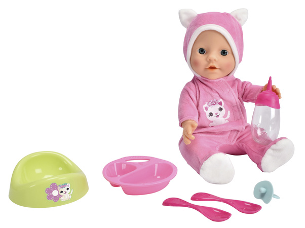 Fotelik Dla Lalki Samochodowy + Lalka New Born Baby 30 Cm z Akcesoriami