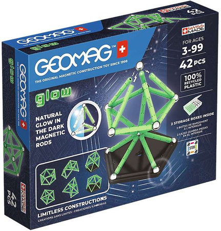 Geomag Klocki Glow magnetyczne 42 elementów