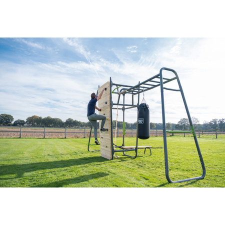 Siłownia Fitness GetSet PS620 Stacja treningowa siłowa gimnastyczna Stanowisko do ćwiczeń: drążki, ławka, stojak, worek, lina, drabinka, kółka, ścianka