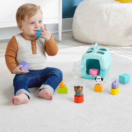 Fisher-Price Sorter Transporter Zestaw klocków z motywem zwierząt + gryzak GRATIS