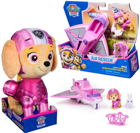 Psi Patrol Air Rescue Skye Odrzutowiec Pojazd 2 Figurki Królik Chwytak + Skye 33 Cm 