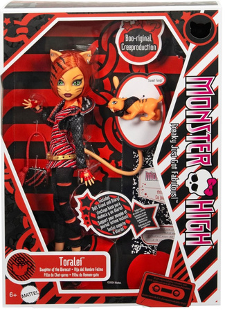 Lalka kolekcjonerska Monster High Toralei Reprodukcja Tygrysek 27 cm + akcesoria ubrania Straszyceum