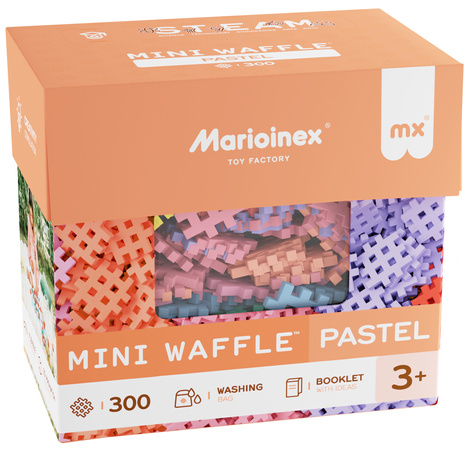 Klocki konstrukcyjne Mini Waffle zestaw w pastelowych kolorach 300 elementów Marioinex