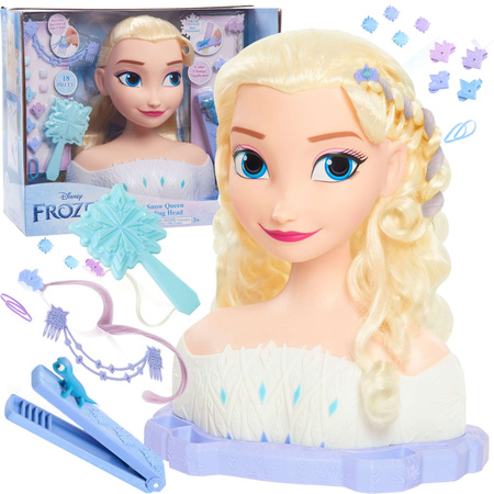 Lalka Duża Głowa do czesania i stylizacji włosów Deluxe Księżniczka Disney Elsa Kraina Lodu +akcesoria