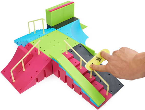 Fingerboard Rampa Neon Mega Park Invasion Skatepark + 4 Karty Tricków