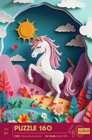 Puzzle 160 elementów Jednorożec z papieru 40 Rocznica 6+