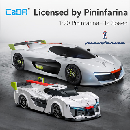 Klocki konstrukcyjne CaDA Samochód zdalnie sterowany Auto wyścigowe 20 cm Biały Pininfarina H2 Speed Pojazd 296 elementów RC Dual Mode